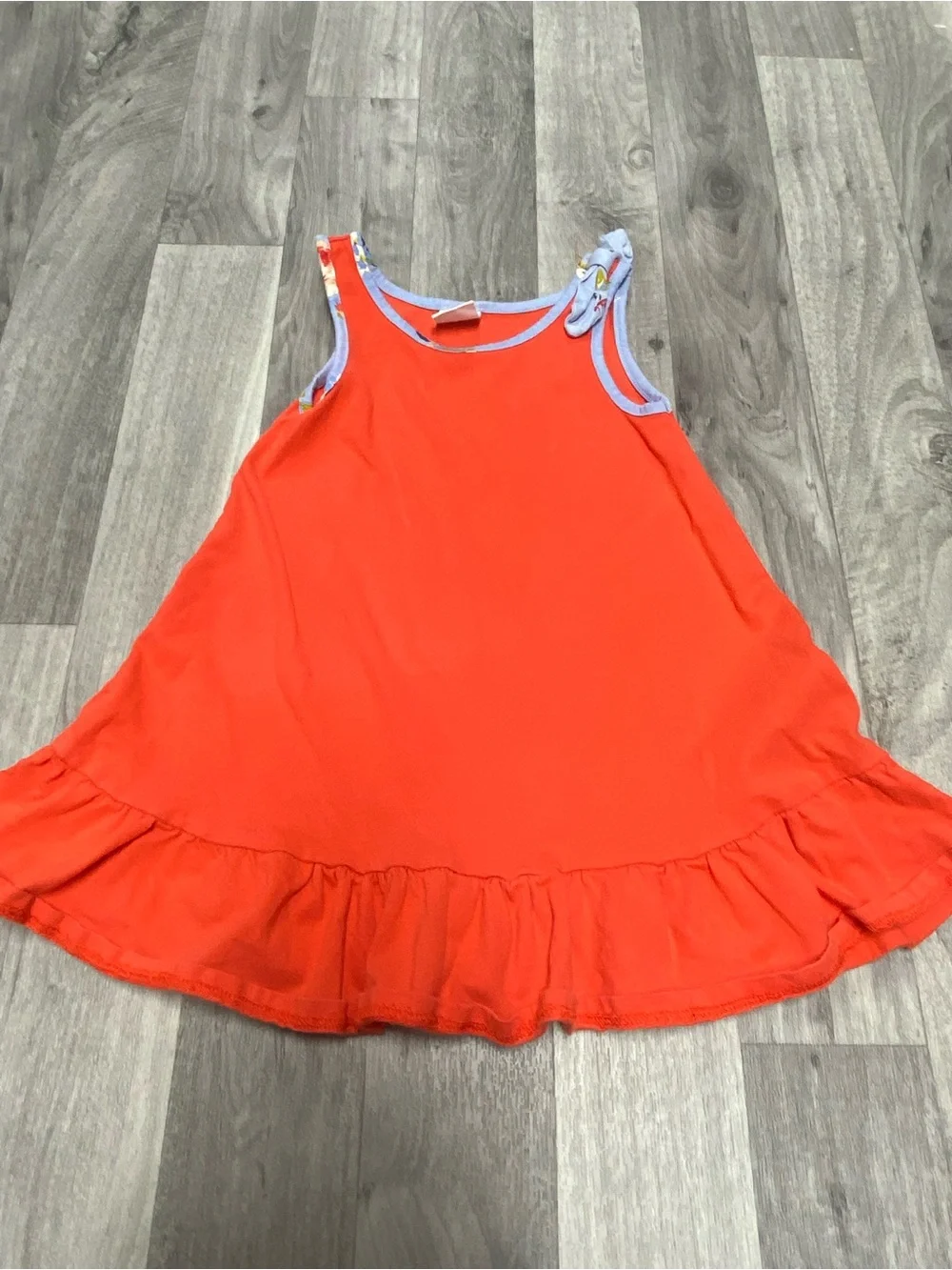 GAP Toddler Crewneck Top in Coral with Light Blue Trim